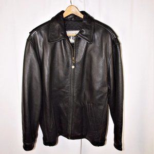 Vintage WINLIT Black Leather Men’s Jacket Quilted Lining - Size L